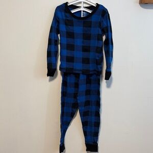 Plaid Blue and Black Kids Pajama Set